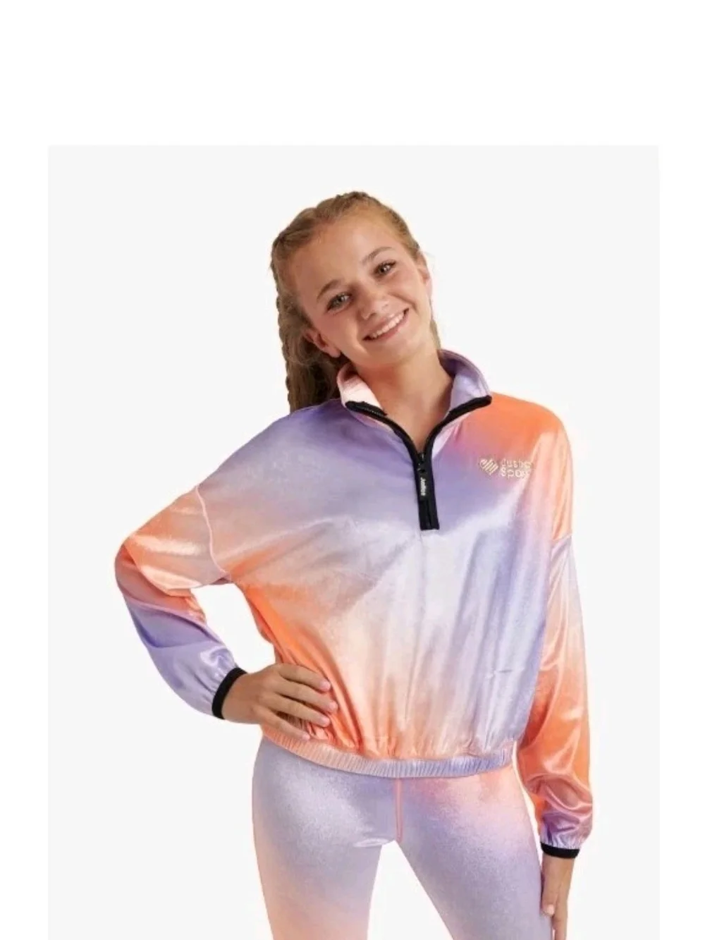 Justice Girls Crushed Velour Half Zip Pullover Size 16/18